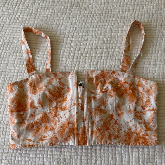 Acoa Tops - Orange Floral Women's Crop Top